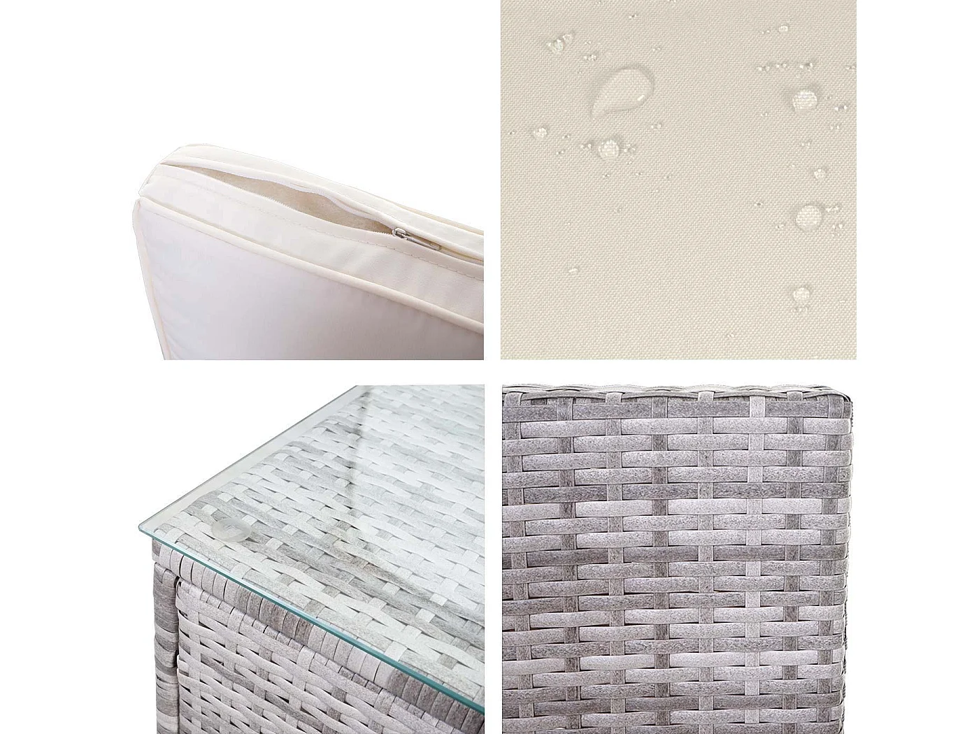 Poly-Rattan-Garnitur MCW-D24, Grau, Polster creme