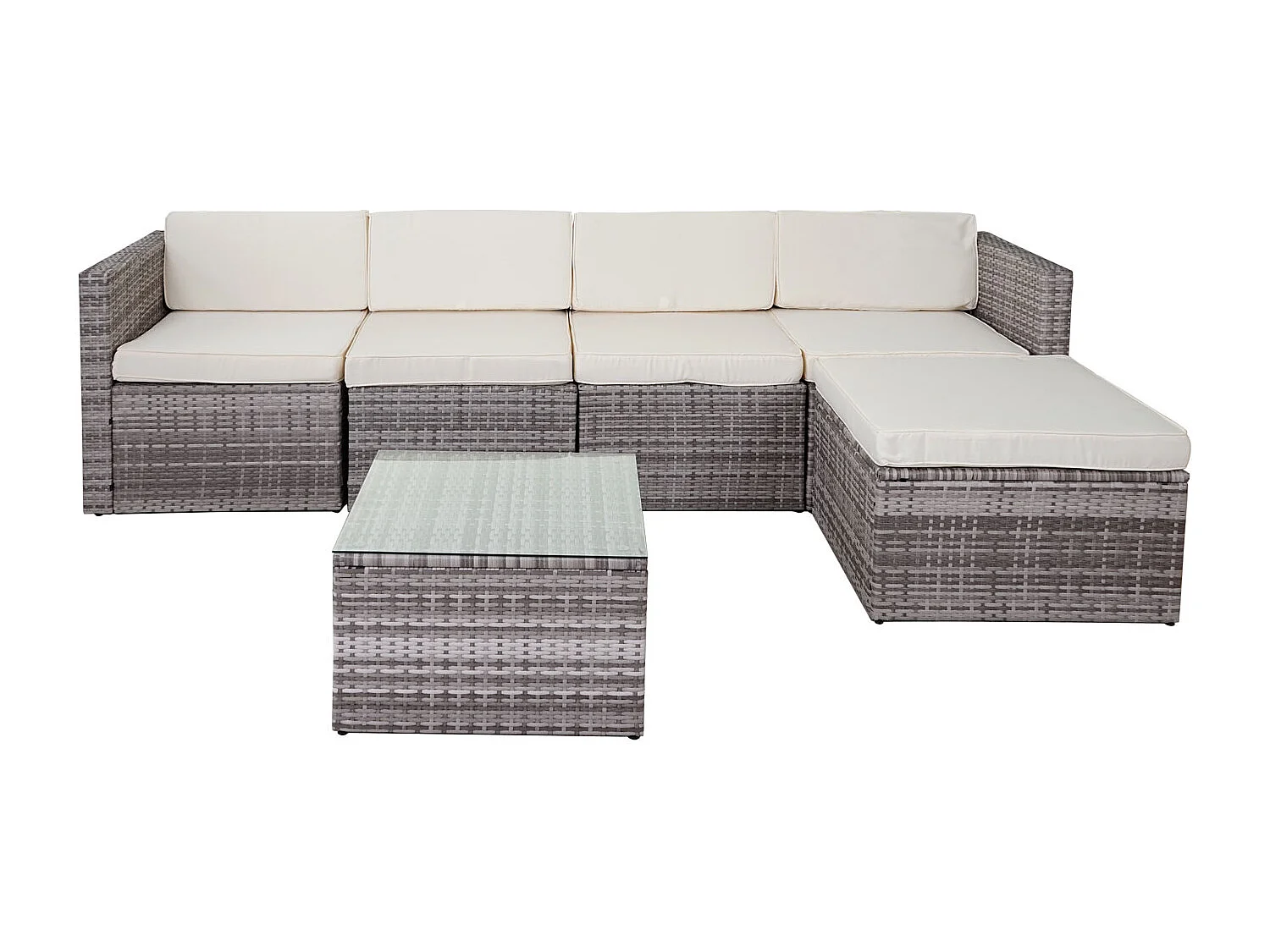 Poly-Rattan-Garnitur MCW-D24, Grau, Polster creme