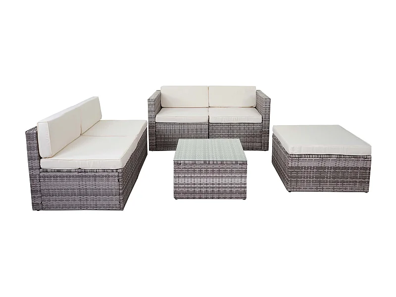 Poly-Rattan-Garnitur MCW-D24, Grau, Polster creme