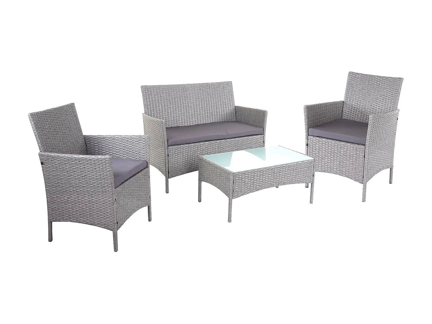 2-1-1 Poly-rotan tuinset Hamar,  grijs, antraciet kussens