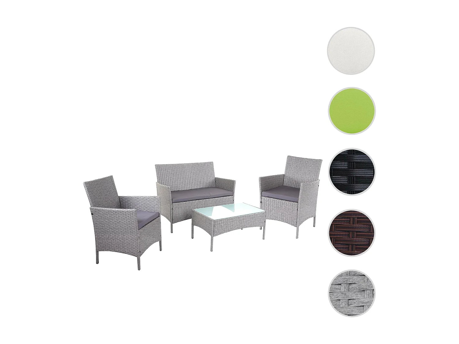 Zestaw ogrodowy Hamar (4 elementy),  szary, poduszki antracytowe