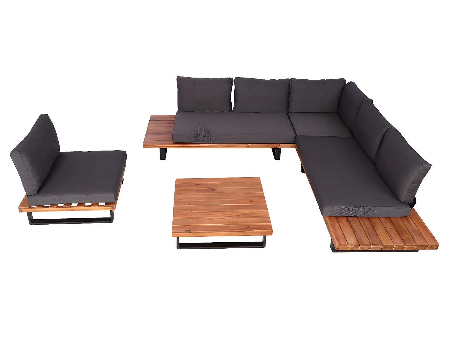 Garten-Garnitur MCW-H54 (4er-Set), Braun, Polster dunkelgrau