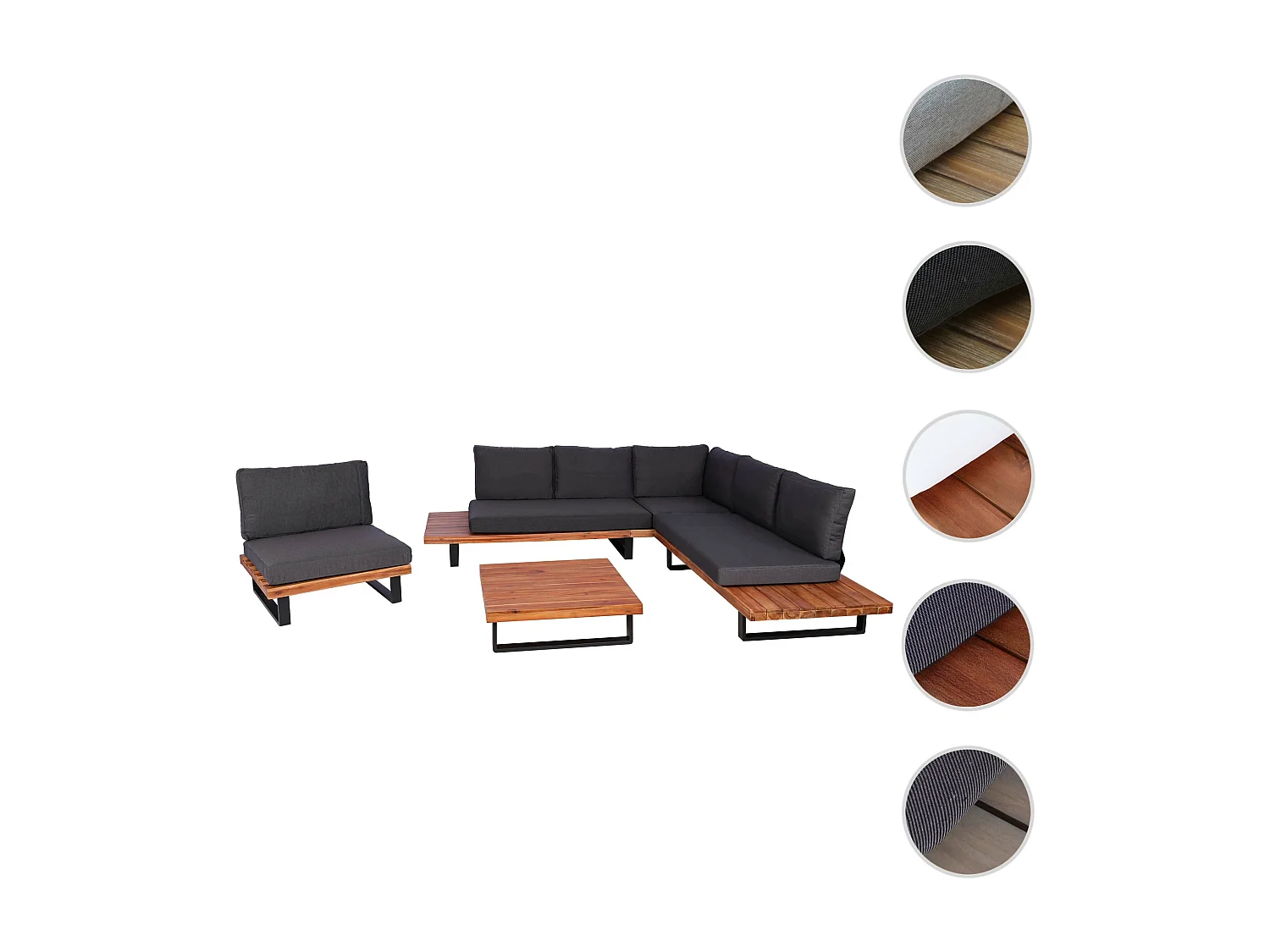 Garten-Garnitur MCW-H54 (4er-Set), Braun, Polster dunkelgrau