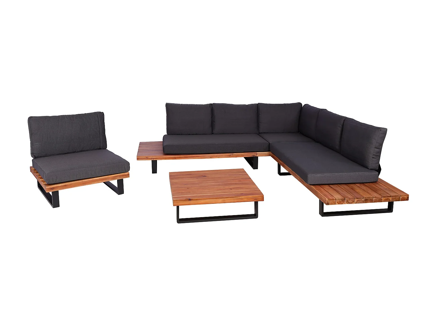 Zestaw ogrodowy MCW-H54 (zestaw 4 sztuk),  brąz, ciemnoszara tapicerka