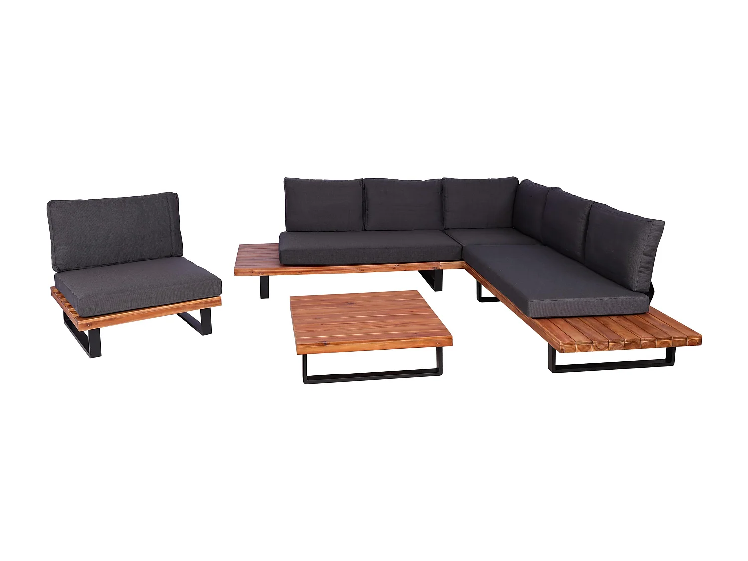 Zestaw ogrodowy MCW-H54 (zestaw 4-częściowy),  brązowy, tapicerka ciemnoszara