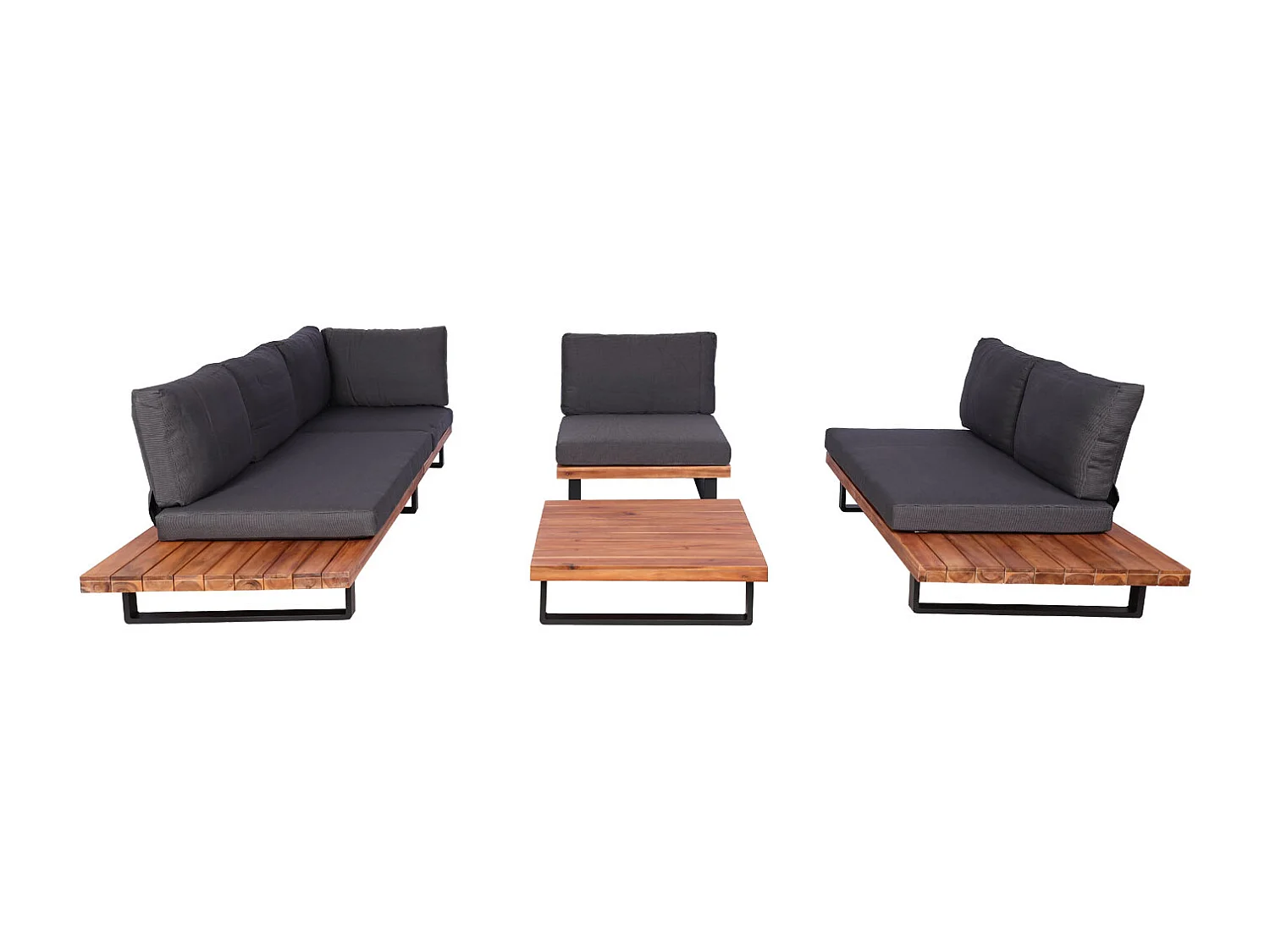 Zestaw ogrodowy MCW-H54 (zestaw 4-częściowy),  brązowy, tapicerka ciemnoszara