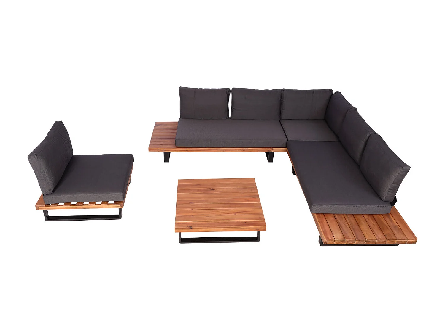 Zestaw ogrodowy MCW-H54 (zestaw 4-częściowy),  brązowy, tapicerka ciemnoszara