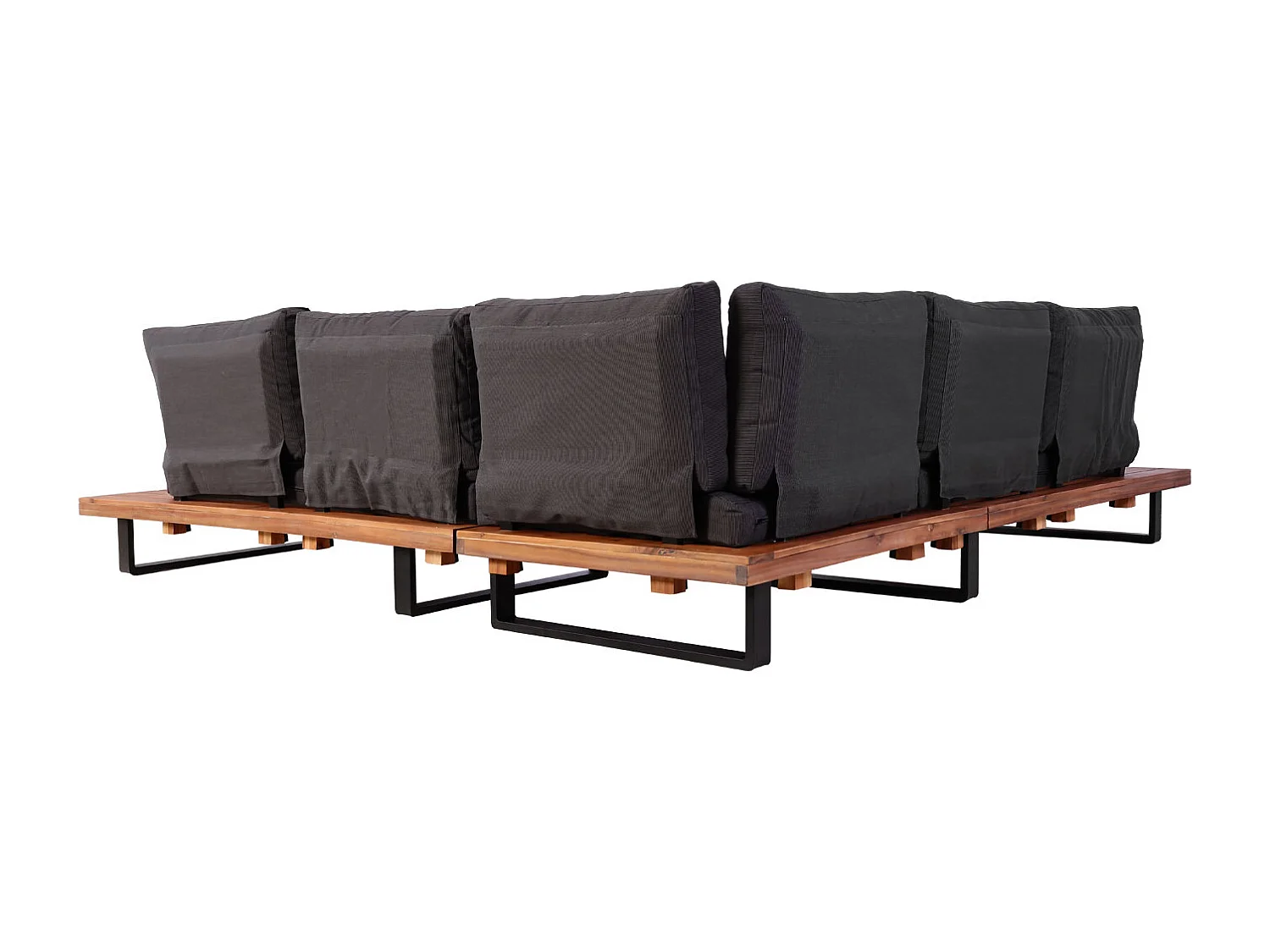 Zestaw ogrodowy MCW-H54 (zestaw 4-częściowy),  brązowy, tapicerka ciemnoszara