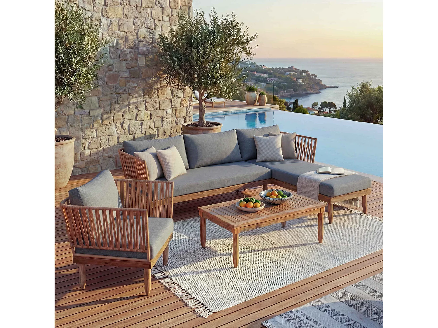 Zestaw ogrodowy MCW-L29 (zestaw 4 sztuk),  ciemnoszary