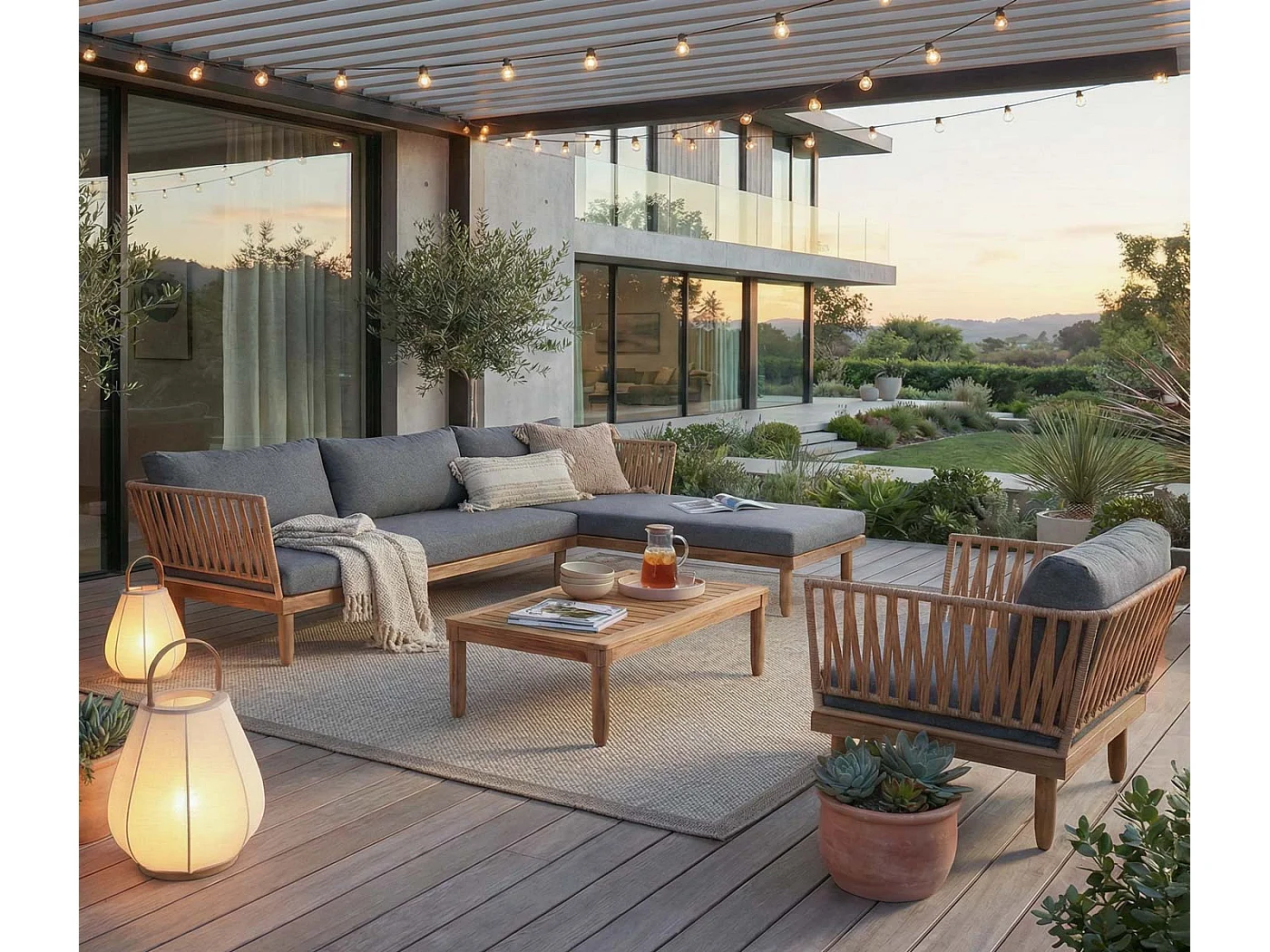 Zestaw ogrodowy MCW-L29 (zestaw 4 sztuk),  ciemnoszary