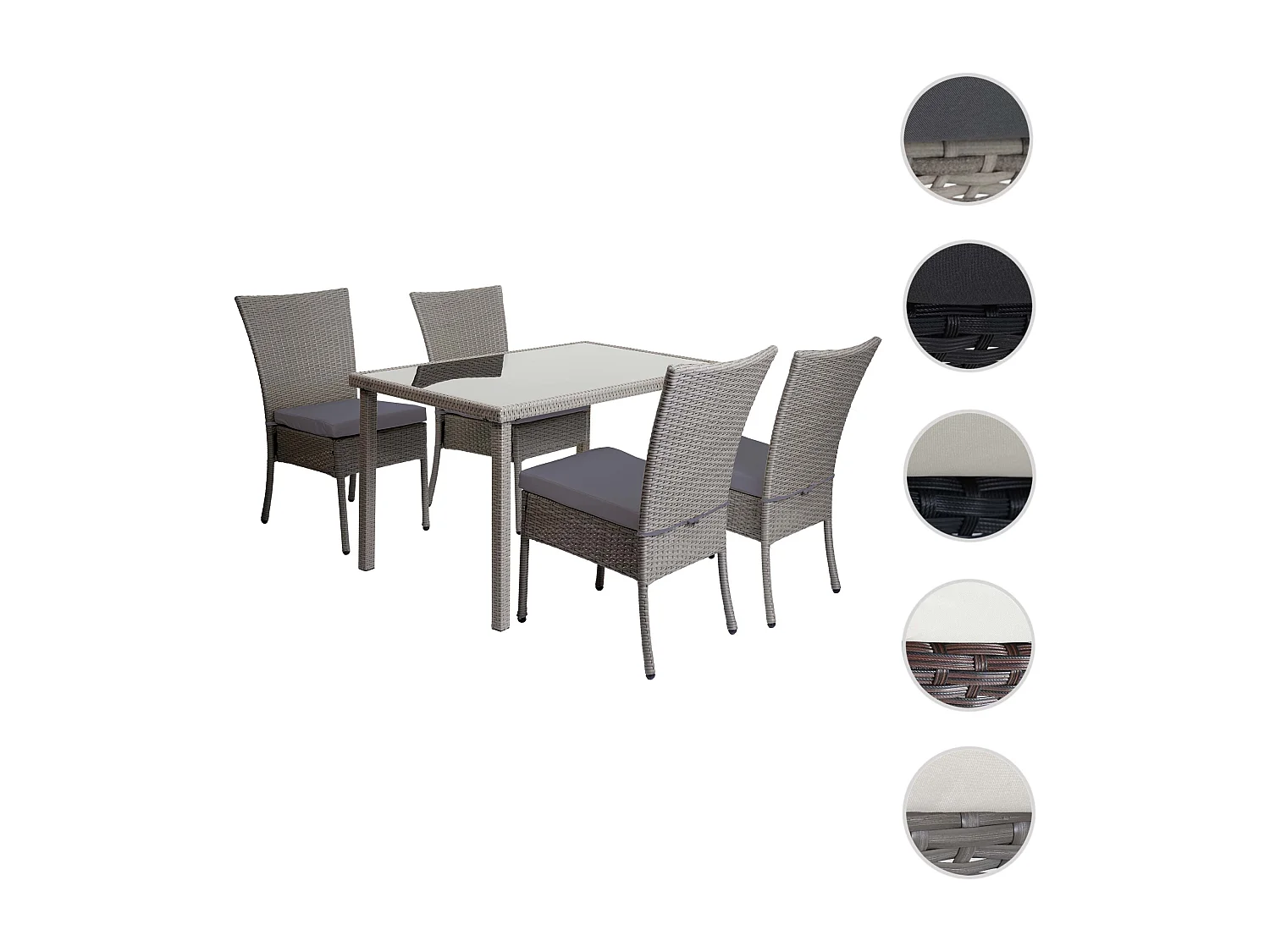 Zestaw MCW-G19 (5 elementów),  szary, poduszki ciemnoszare