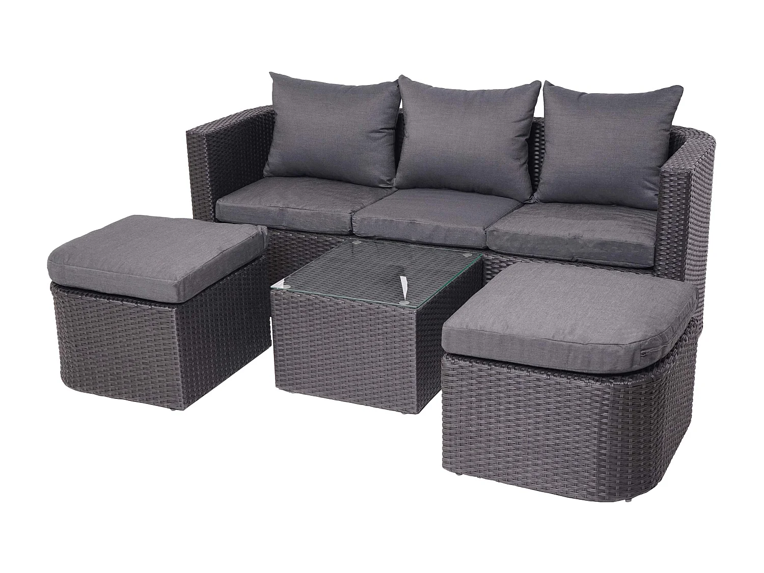 Lounge-Set MCW-J37 (4-Teilig), Anthrazit, Kissen dunkelgrau