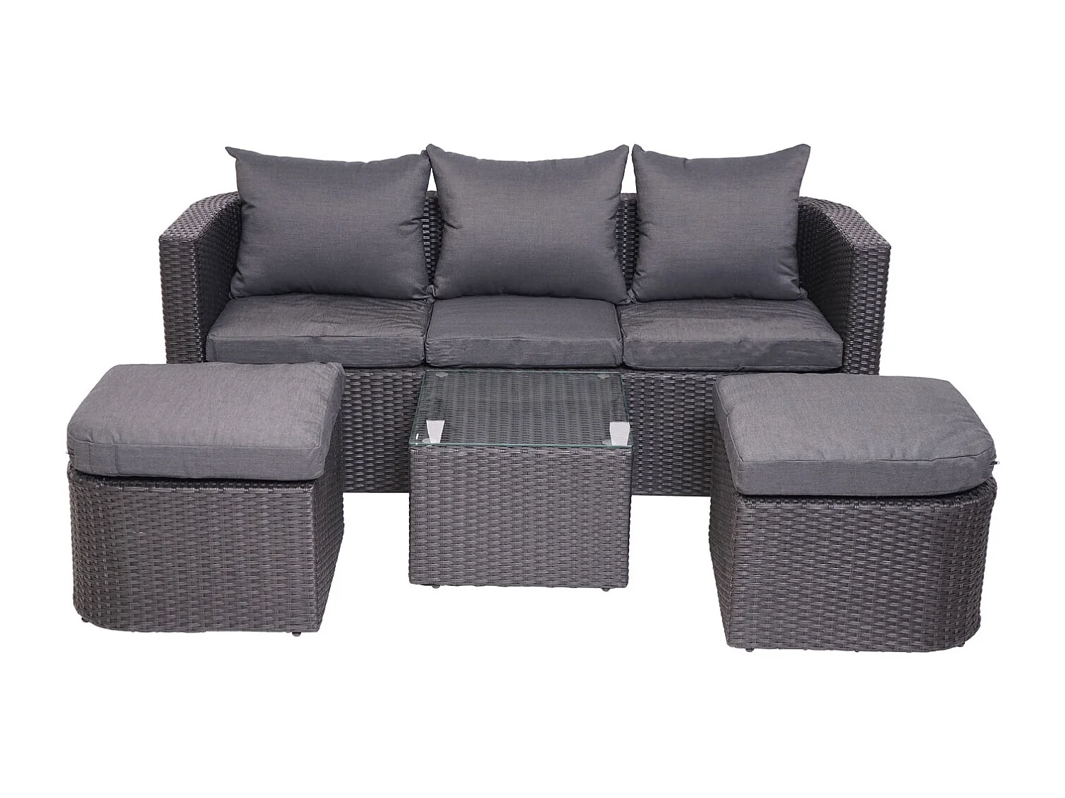 Lounge-Set MCW-J37 (4-Teilig), Anthrazit, Kissen dunkelgrau