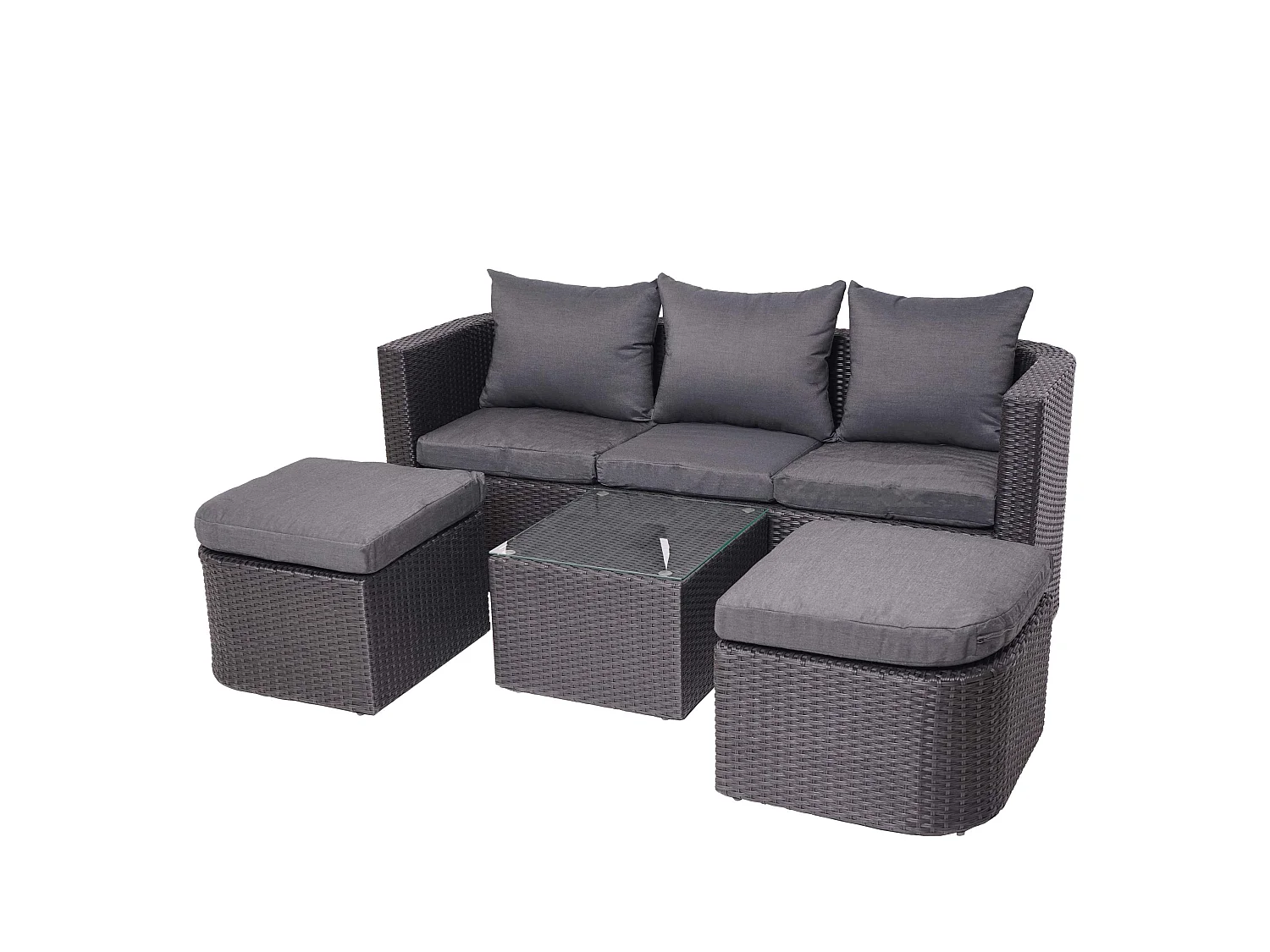 Lounge-Set MCW-J37 (4-Teilig), Anthrazit, Kissen dunkelgrau