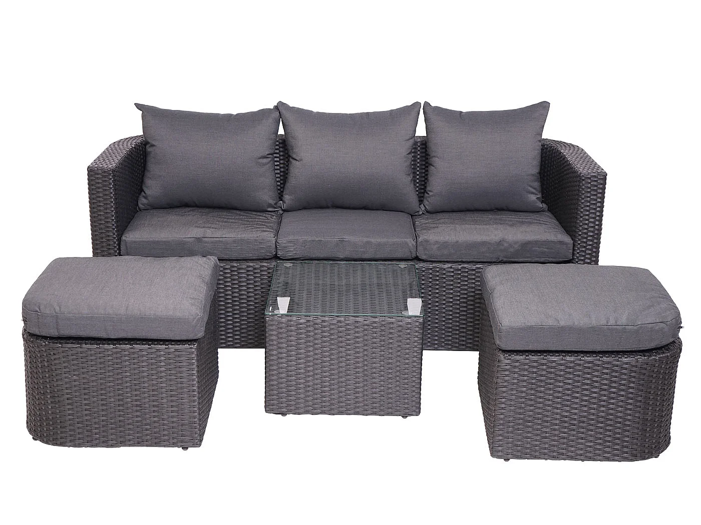 Lounge-Set MCW-J37 (4-Teilig), Anthrazit, Kissen dunkelgrau