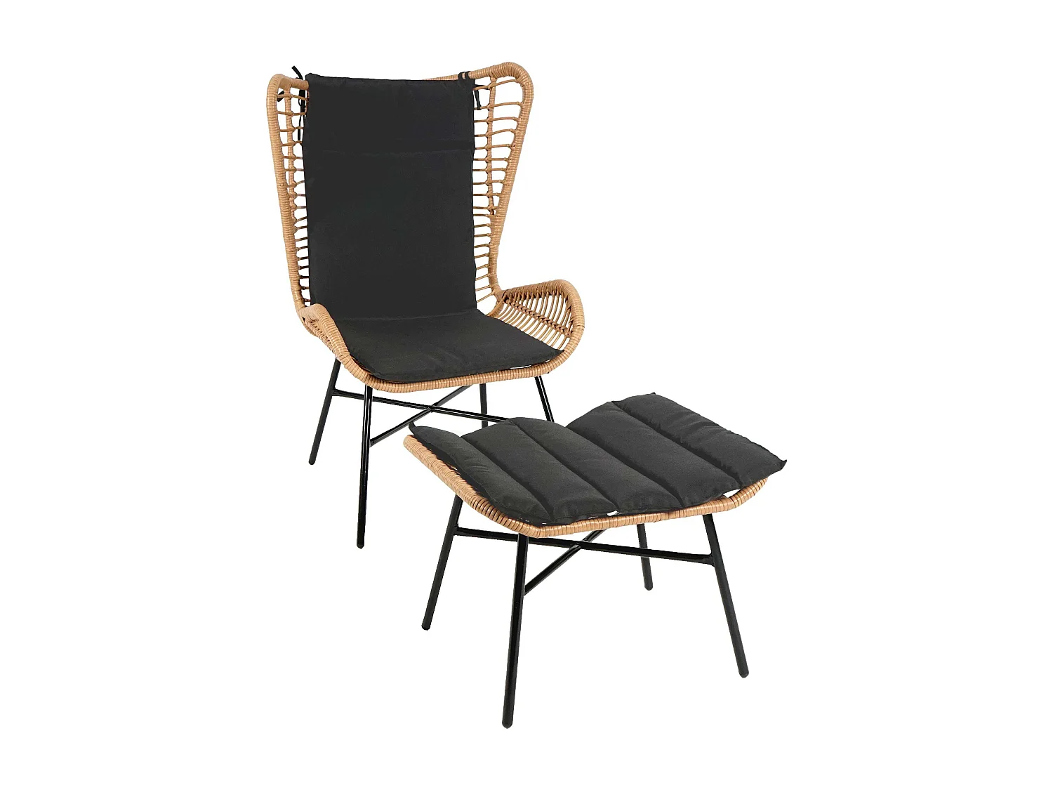 Zestaw polirattanowy MCW-G17b (2-częściowy),  kolor naturalny, poduszki antracytowe