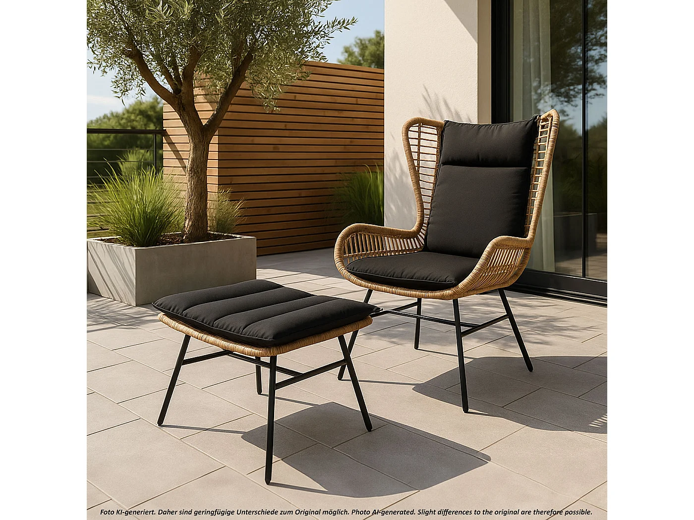 Zestaw polirattanowy MCW-G17b (2-częściowy),  kolor naturalny, poduszki antracytowe