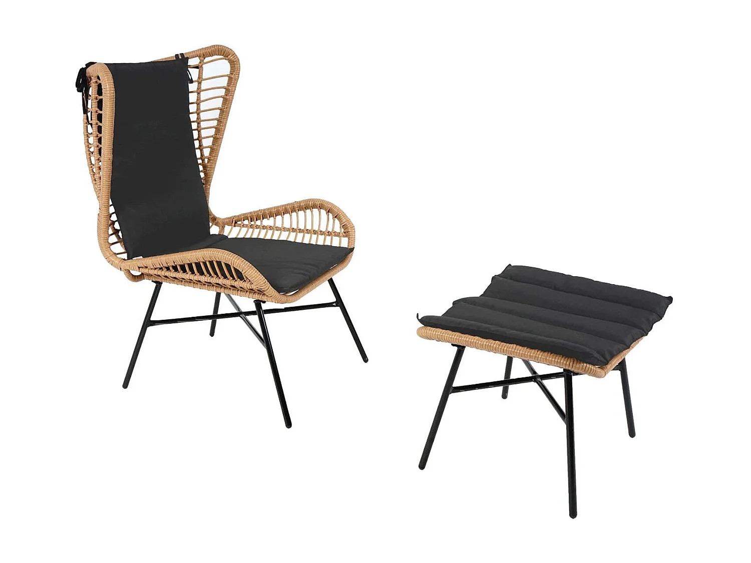 Zestaw polirattanowy MCW-G17b (2-częściowy),  kolor naturalny, poduszki antracytowe