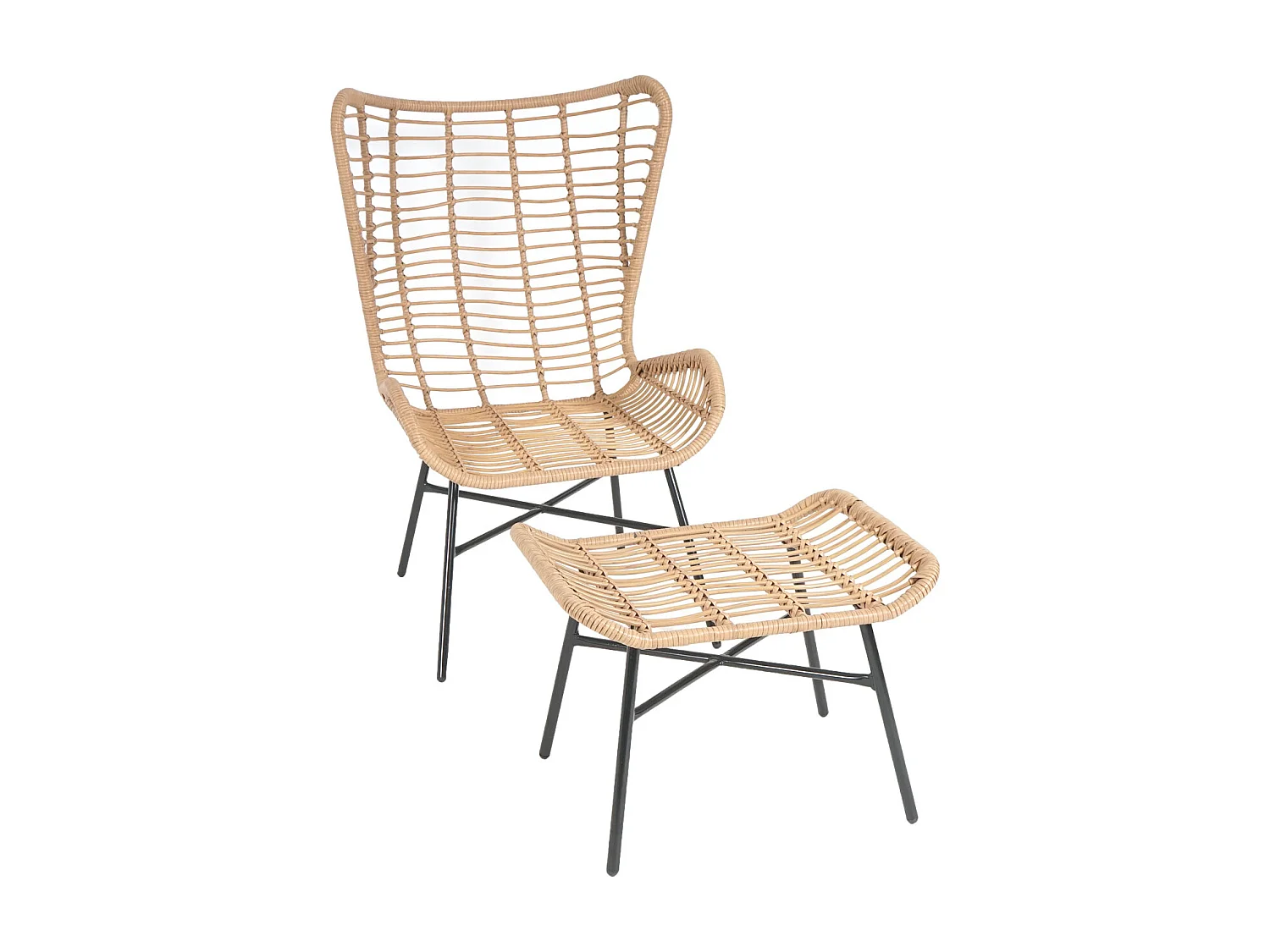 Zestaw polirattanowy MCW-G17b (2-częściowy),  kolor naturalny, poduszki antracytowe