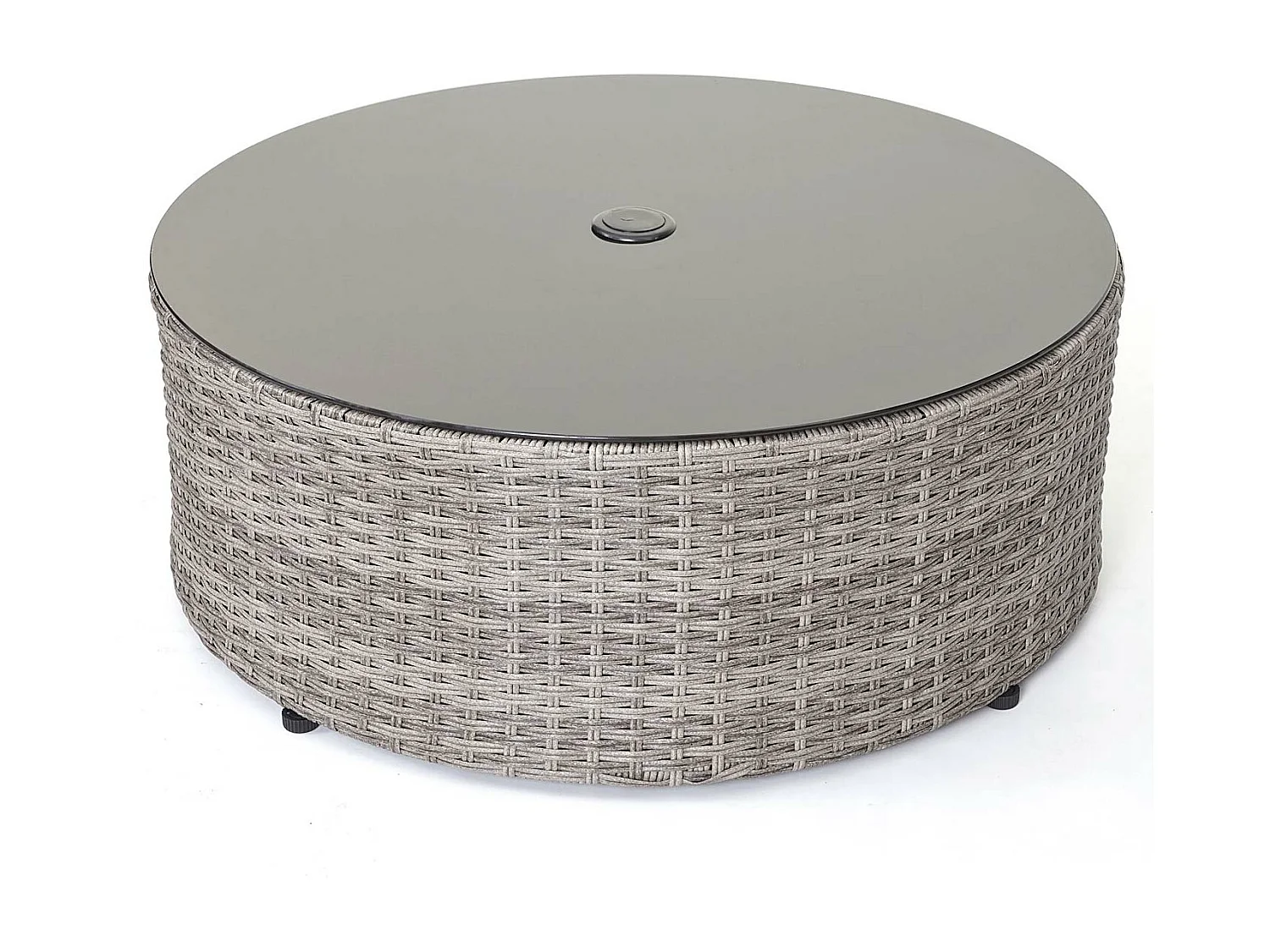 Zestaw polirattanowy MCW-E17 okrągły,  szary, tapicerka ciemnoszara, poduszki beżowe