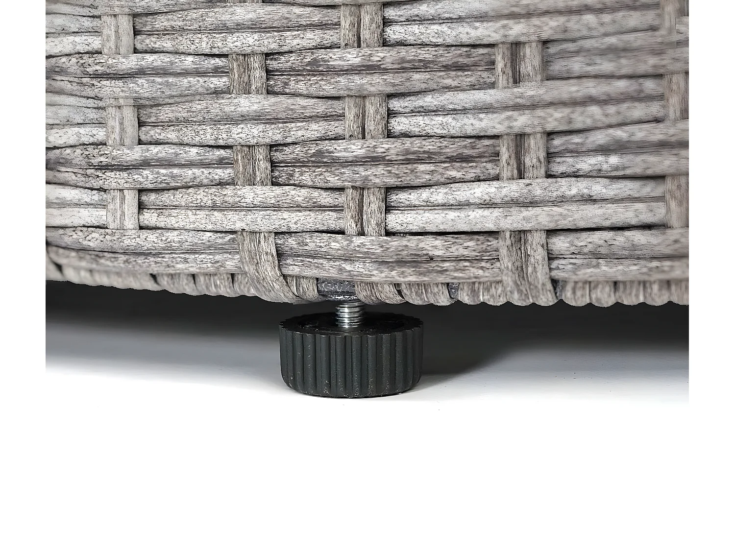 Zestaw polirattanowy MCW-E17 okrągły,  szary, tapicerka ciemnoszara, poduszki beżowe