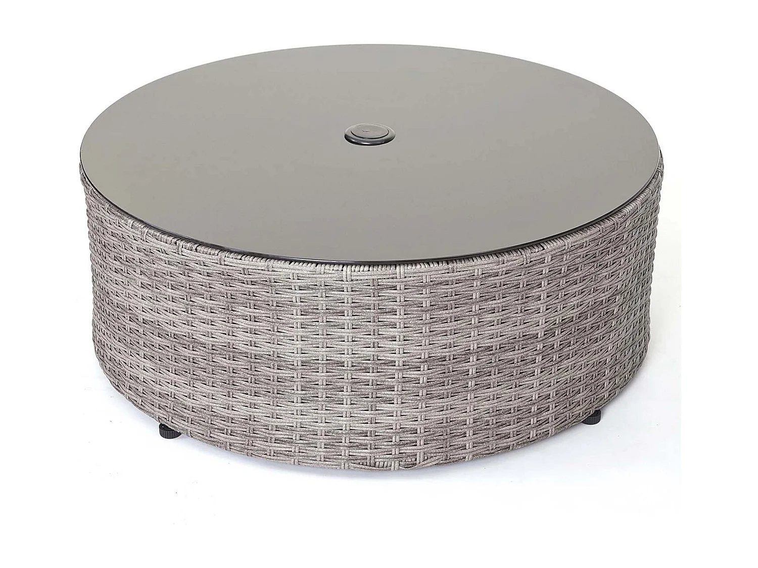 Poly-Rattan Garnitur MCW-E17 rund, Grau, Polster dunkelgrau, Kissen beige