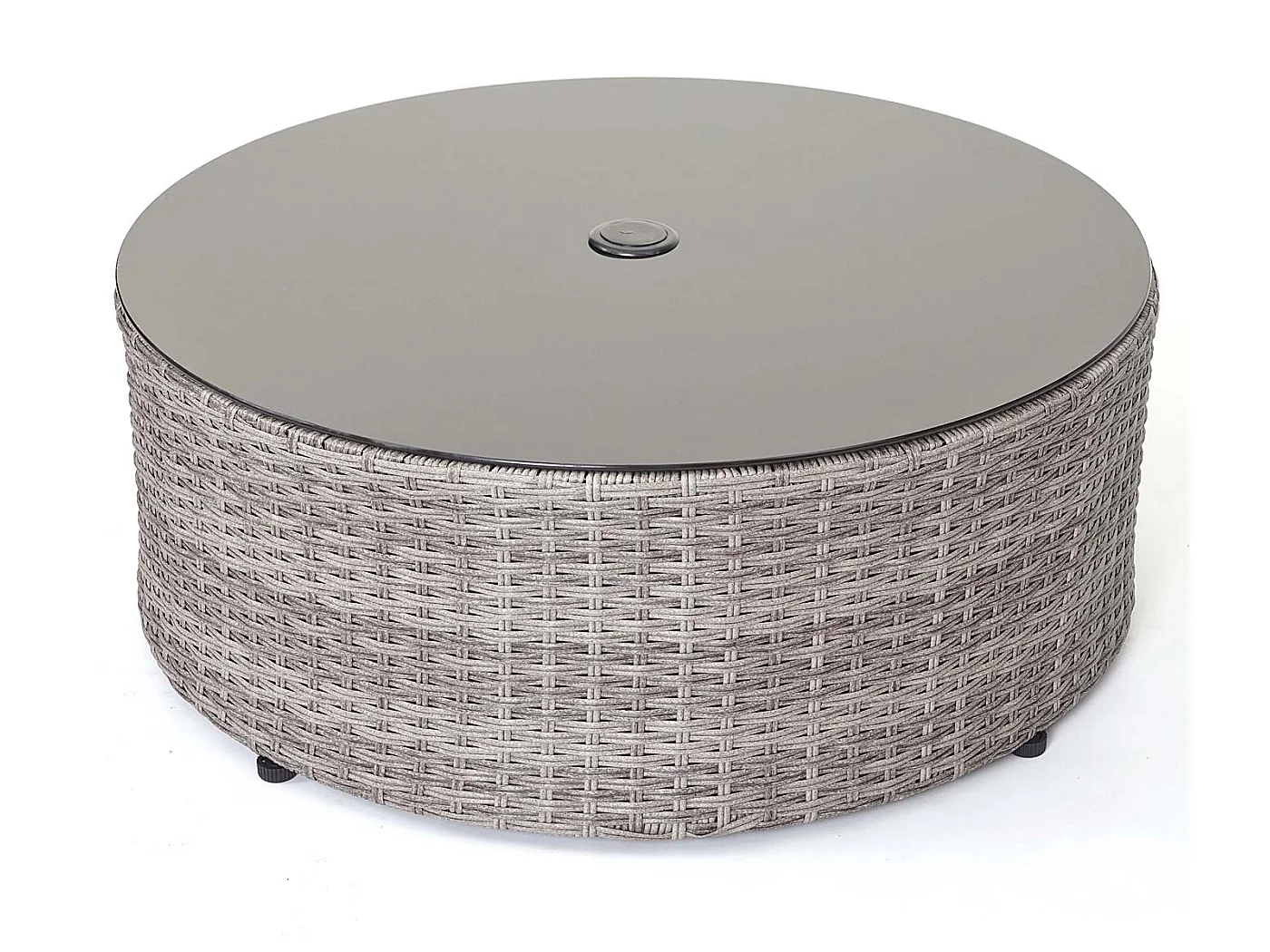 Poly-Rattan Garnitur MCW-E17 rund, Grau, Polster dunkelgrau, Kissen beige