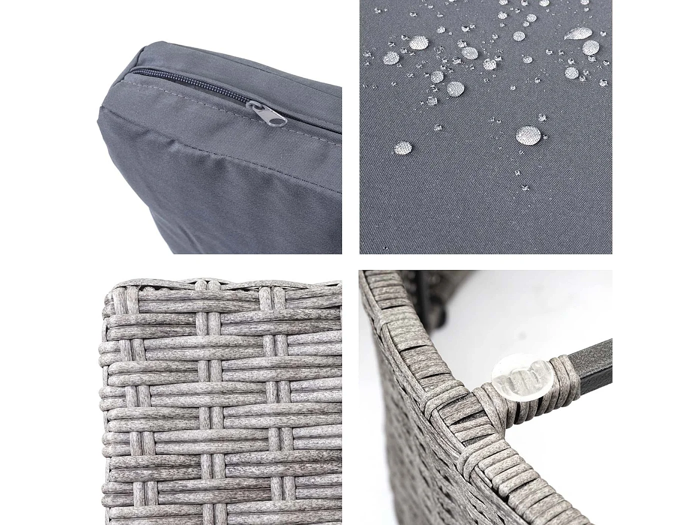 Poly-Rattan Garnitur MCW-E17 rund, Grau, Polster dunkelgrau, Kissen beige