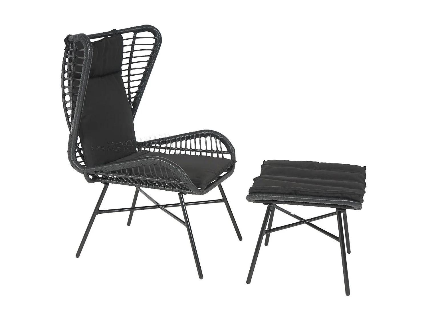 Zestaw polirattanowy MCW-G17b (2-częściowy),  antracyt, antracytowe poduszki