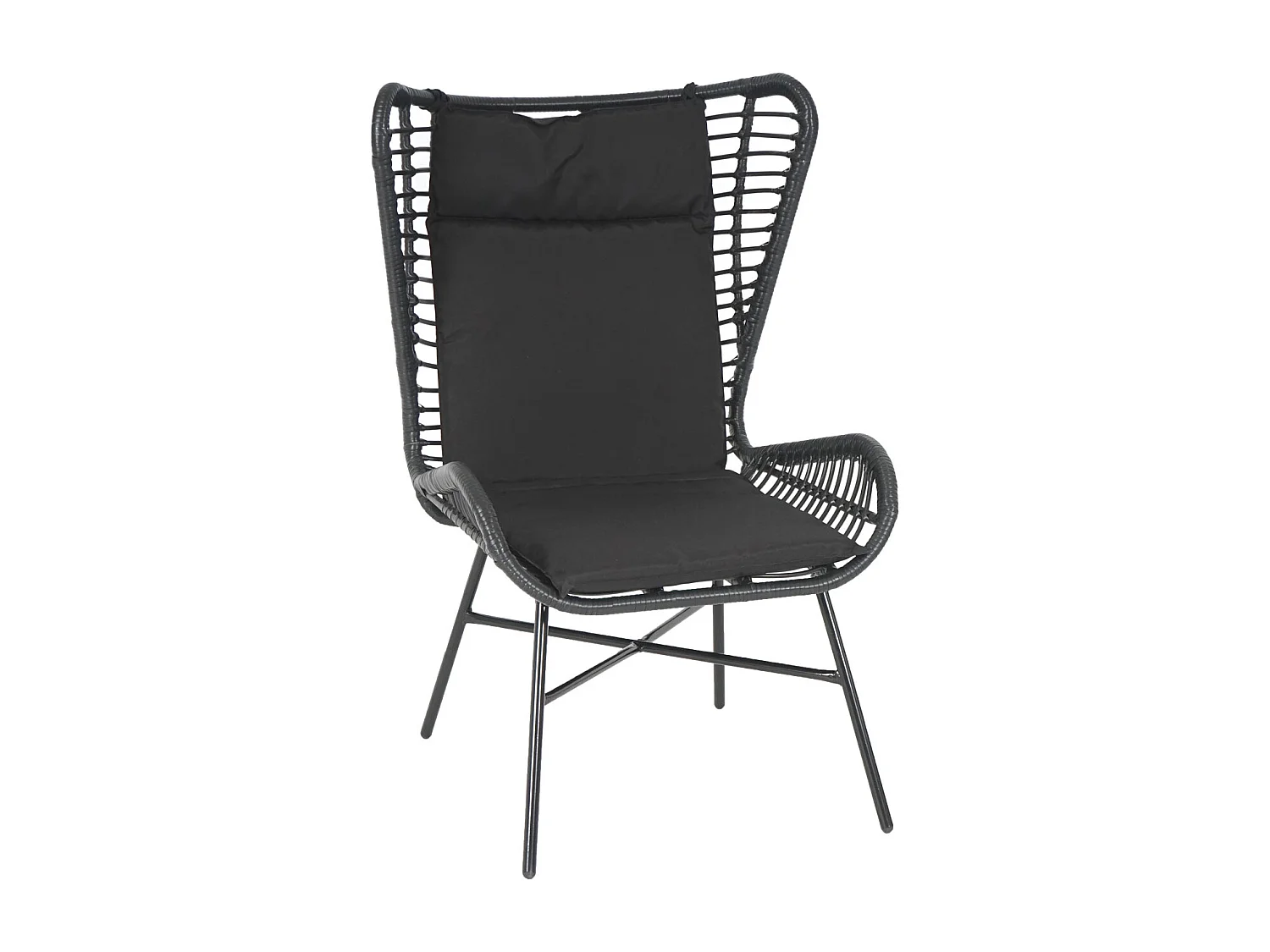 Zestaw polirattanowy MCW-G17b (2-częściowy),  antracyt, antracytowe poduszki