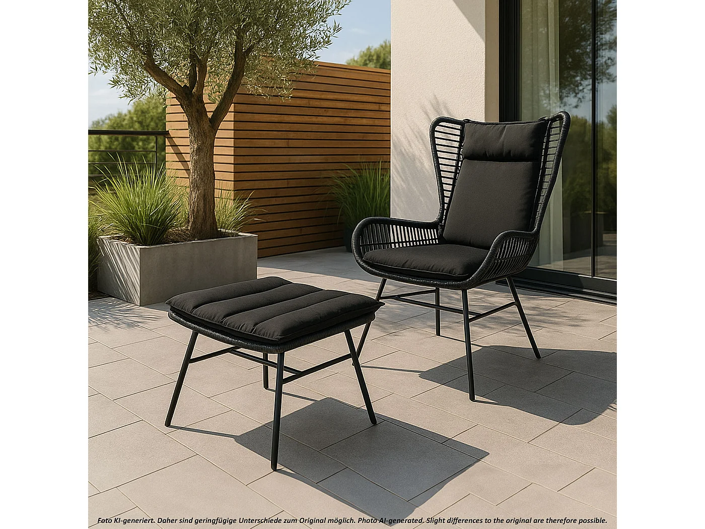 Zestaw polirattanowy MCW-G17b (2-częściowy),  antracyt, antracytowe poduszki