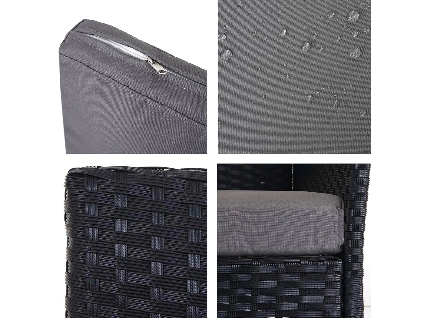 3-2-1-1 Poly-Rattan Garnitur Hamar, Anthrazit, Kissen anthrazit