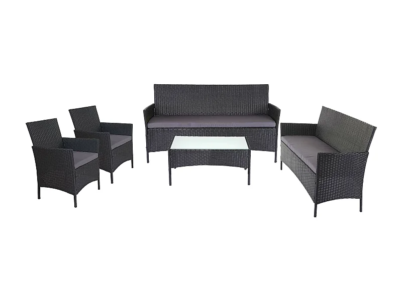 3-2-1-1 Poly-Rattan Garnitur Hamar, Anthrazit, Kissen anthrazit