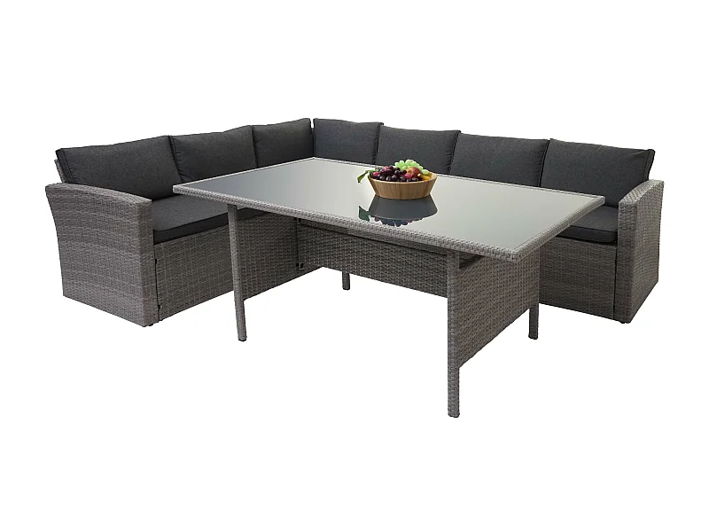 Zestaw polirattanowy MCW-A29,  szary, szare poduszki