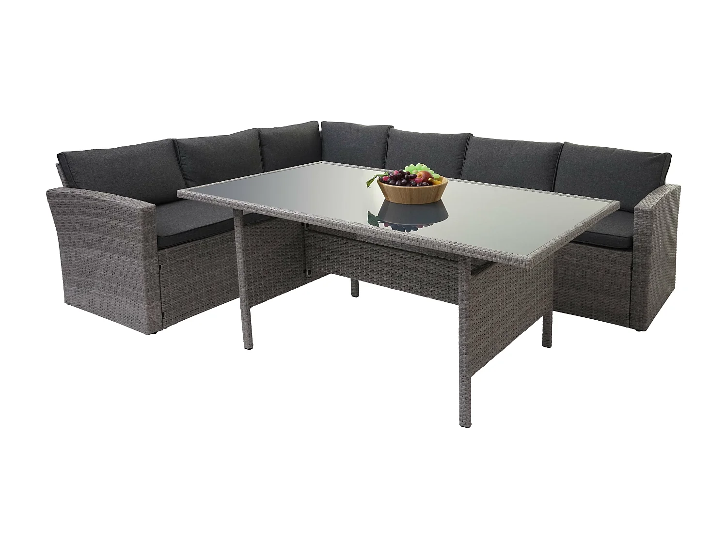 Poly-rattan set MCW-A29,  grijs, grijze kussens