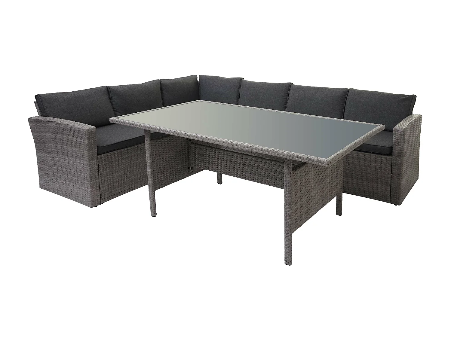 Poly-rattan set MCW-A29,  grijs, grijze kussens