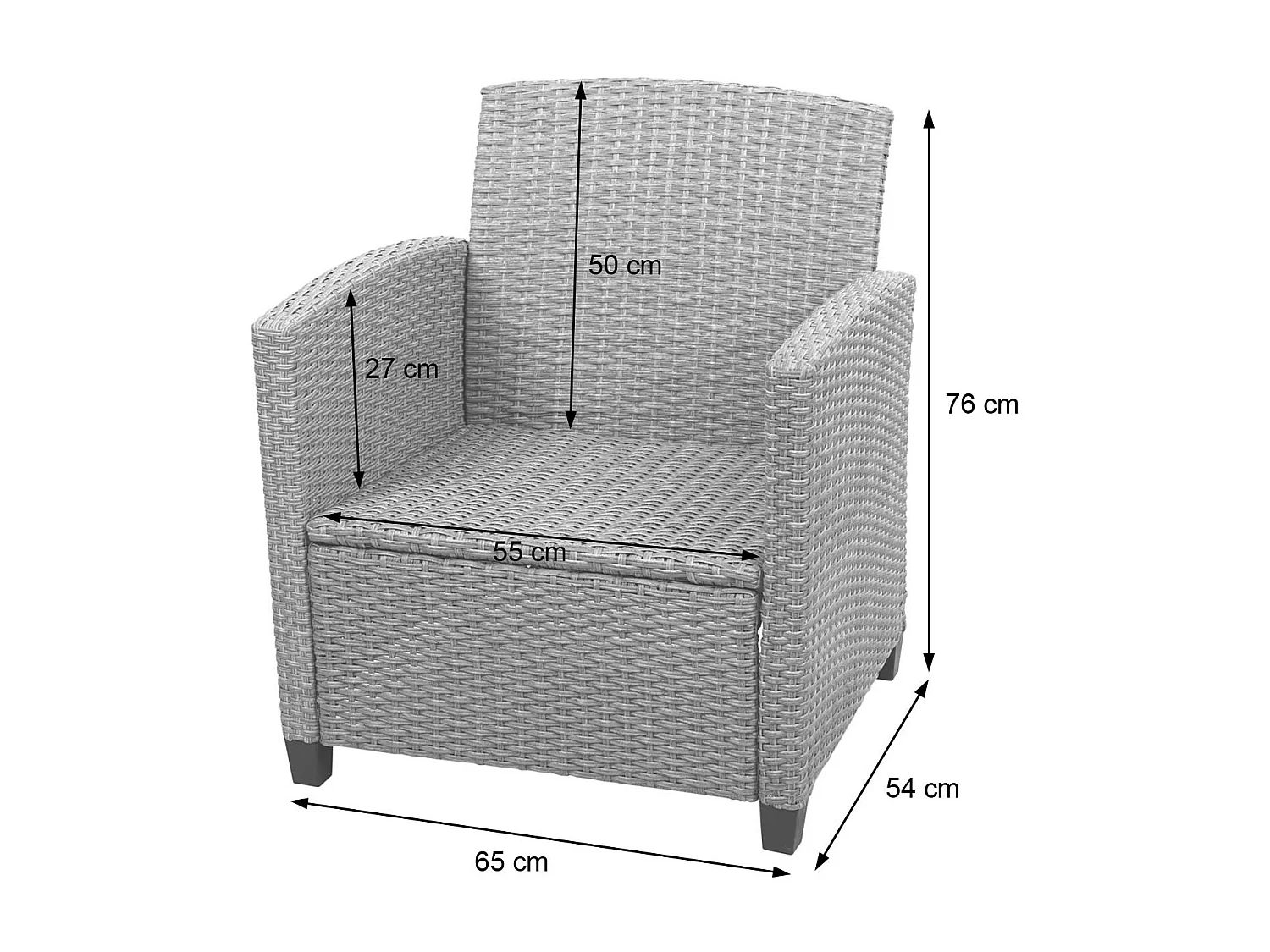 XXL Poly-Rattan Garnitur MCW-F10 (4-tlg), Grau-braun