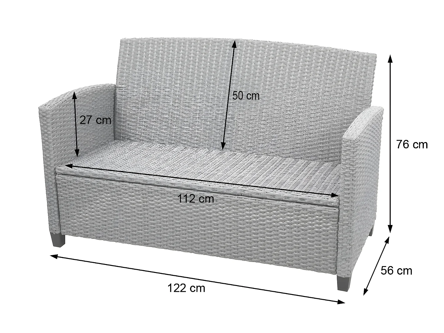 Zestaw rattanowy XXL MCW-F10 (4 szt.),  szaro-brązowy