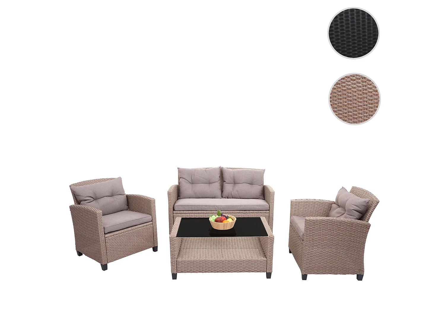 Zestaw rattanowy XXL MCW-F10 (4 szt.),  szaro-brązowy