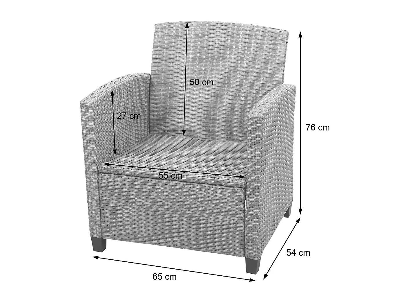 Zestaw rattanowy XXL MCW-F10 (4 szt.),  szaro-brązowy