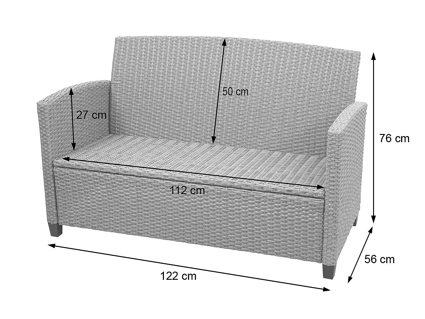 Zestaw rattanowy XXL MCW-F10 (4 szt.),  szaro-brązowy