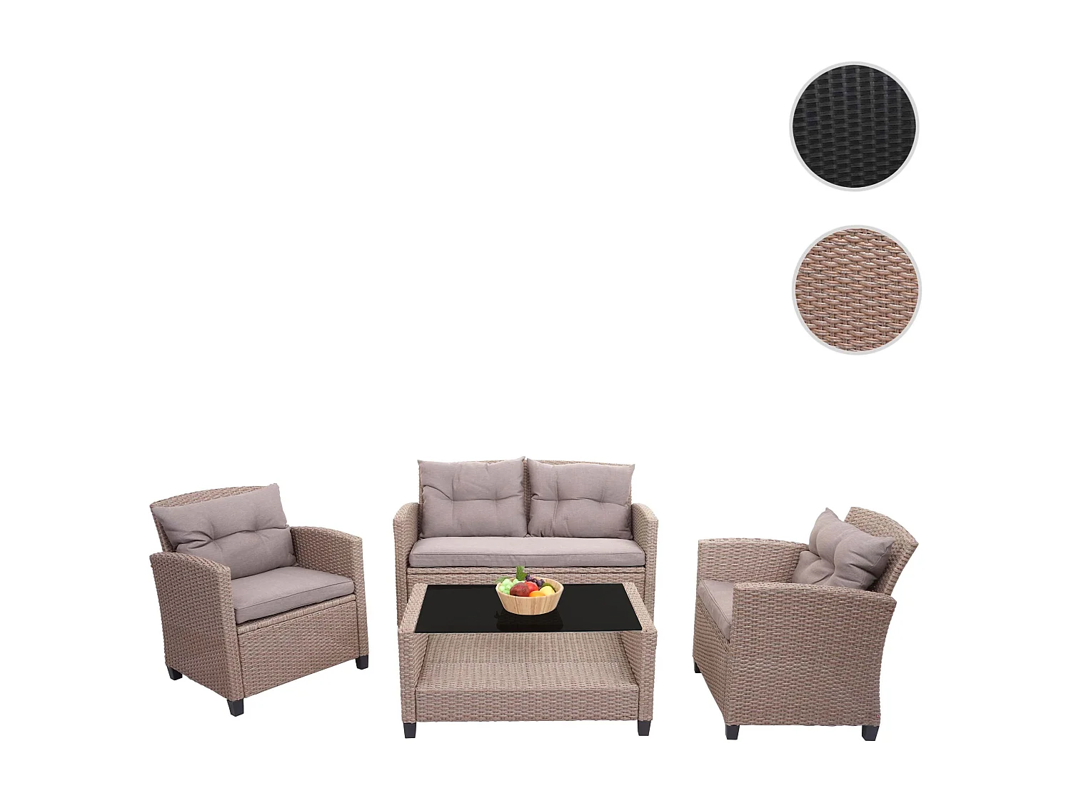 Zestaw rattanowy XXL MCW-F10 (4 szt.),  szaro-brązowy