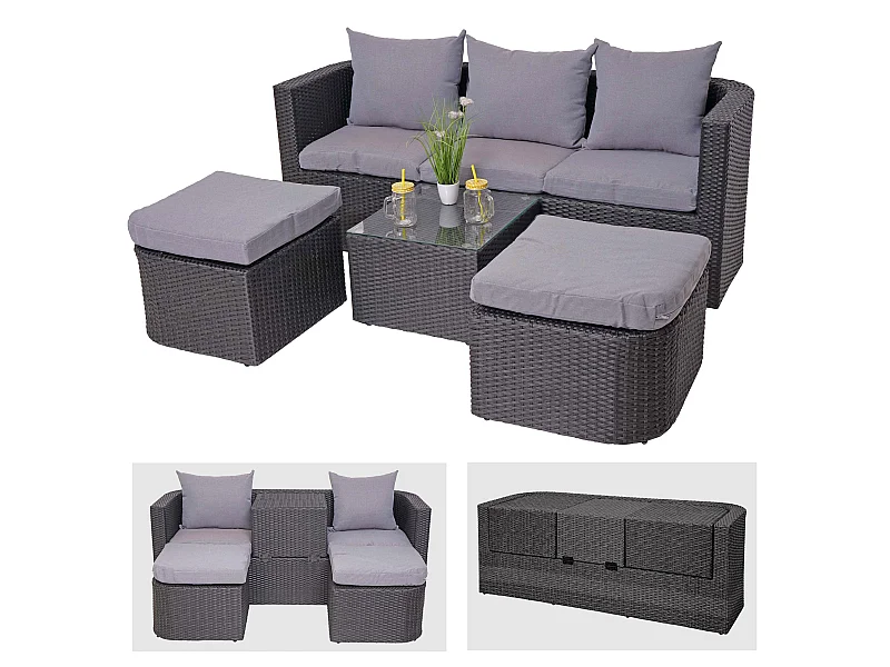 Lounge-Set MCW-J37 (4-Teilig), Anthrazit, Kissen hellgrau