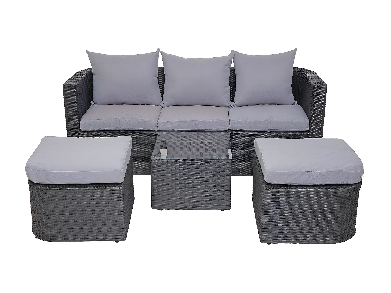 Zestaw wypoczynkowy MCW-J37 (4-częściowy),  antracyt, poduszki jasnoszare