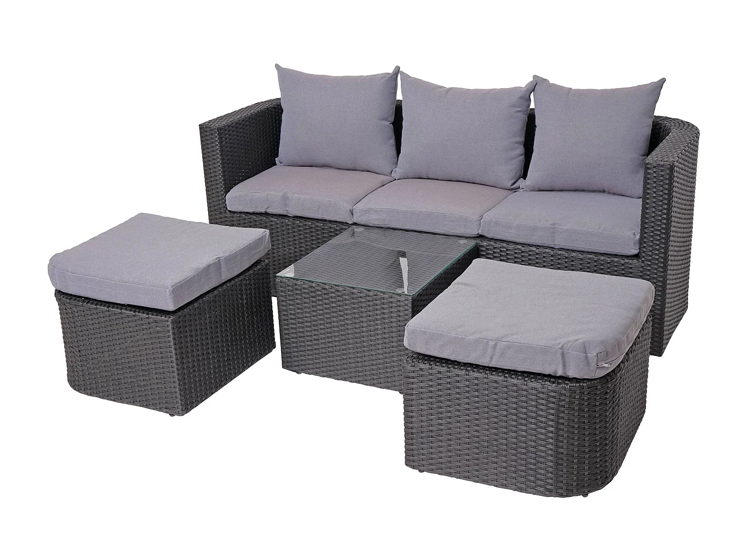 Zestaw wypoczynkowy MCW-J37 (4-częściowy),  antracyt, poduszki jasnoszare