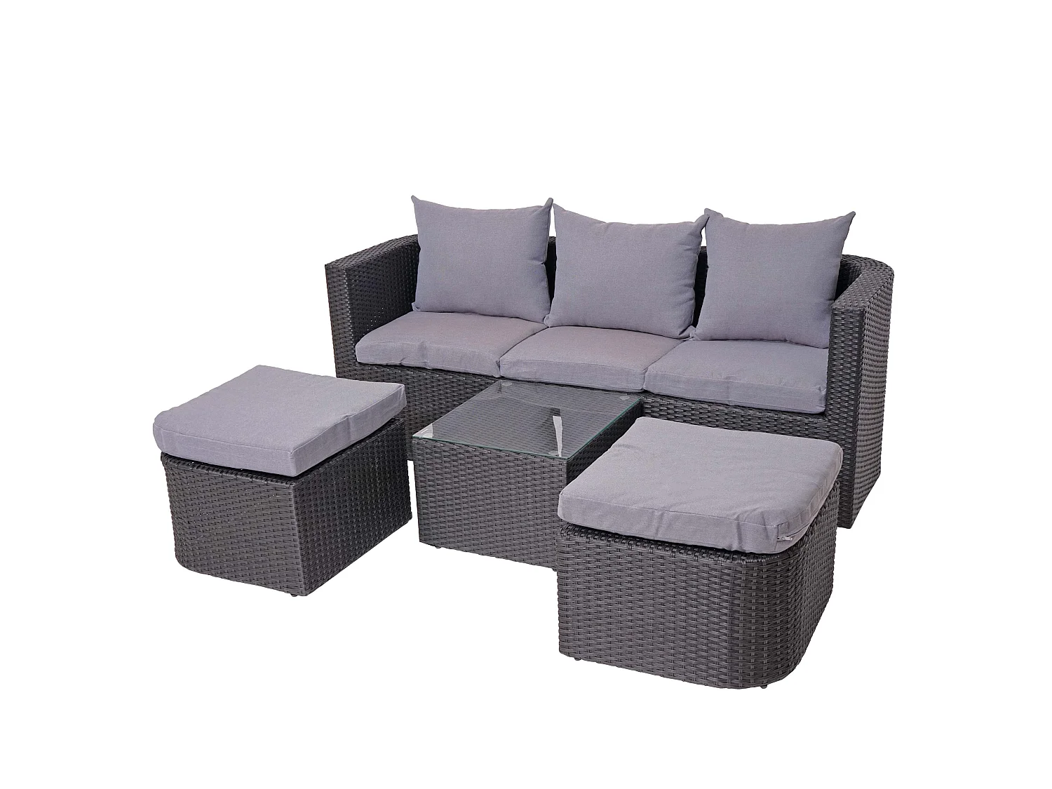 Lounge-Set MCW-J37 (4-Teilig), Anthrazit, Kissen hellgrau
