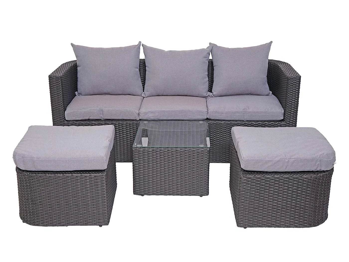 Lounge-Set MCW-J37 (4-Teilig), Anthrazit, Kissen hellgrau