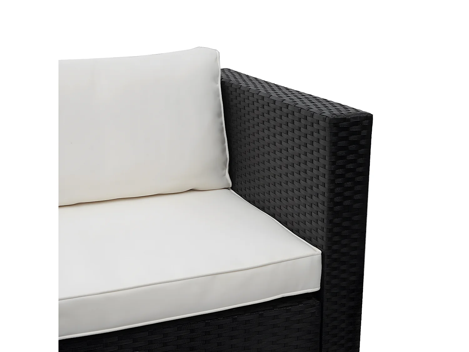 Zestaw polirattanowy MCW-F57 (3-częściowy),  czarny, poduszki kremowe bez poduszek dekoracyjnych