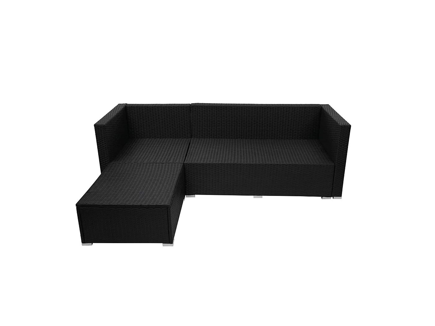 Zestaw polirattanowy MCW-F57 (3-częściowy),  czarny, poduszki kremowe bez poduszek dekoracyjnych