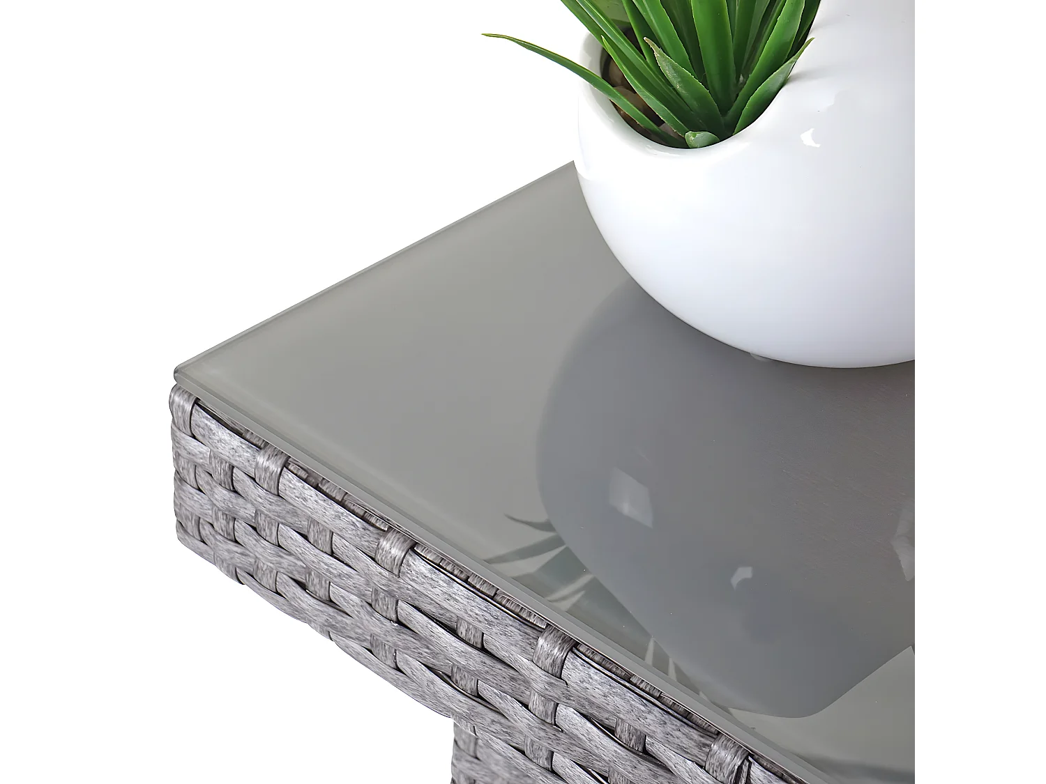 Zestaw rattanowy Hamar (7 elementów),  szary, poduszki kremowe